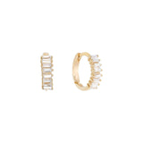 Quiet Icon-Baguette Huggies I 10mm-Earrings-14k Gold Vermeil, Cubic Zirconia-Blue Ruby Jewellery-Vancouver Canada