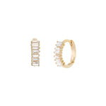 Quiet Icon-Baguette Huggies I 10mm-Earrings-14k Gold Vermeil, Cubic Zirconia-Blue Ruby Jewellery-Vancouver Canada