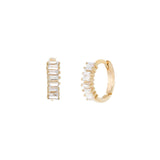 Quiet Icon-Baguette Huggies I 10mm-Earrings-14k Gold Vermeil, Cubic Zirconia-Blue Ruby Jewellery-Vancouver Canada