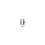 Quiet Icon-CZ Single Huggie I 8mm-Earrings-Rhodium Plated Sterling Silver, Cubic Zirconia-Blue Ruby Jewellery-Vancouver Canada