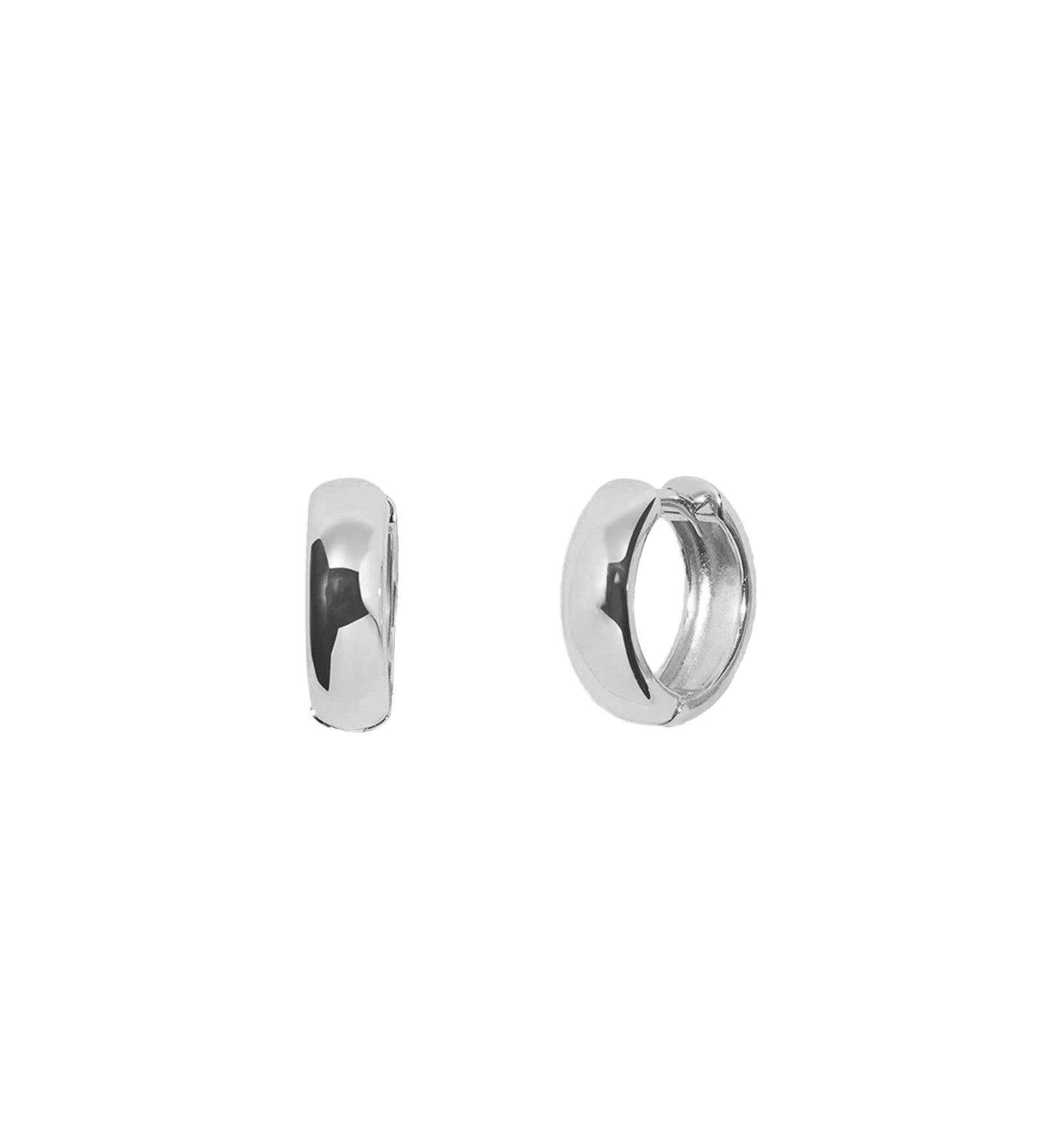 Quiet Icon-Wide Huggies I 13mm-Earrings-Rhodium Plated Sterling Silver-Blue Ruby Jewellery-Vancouver Canada