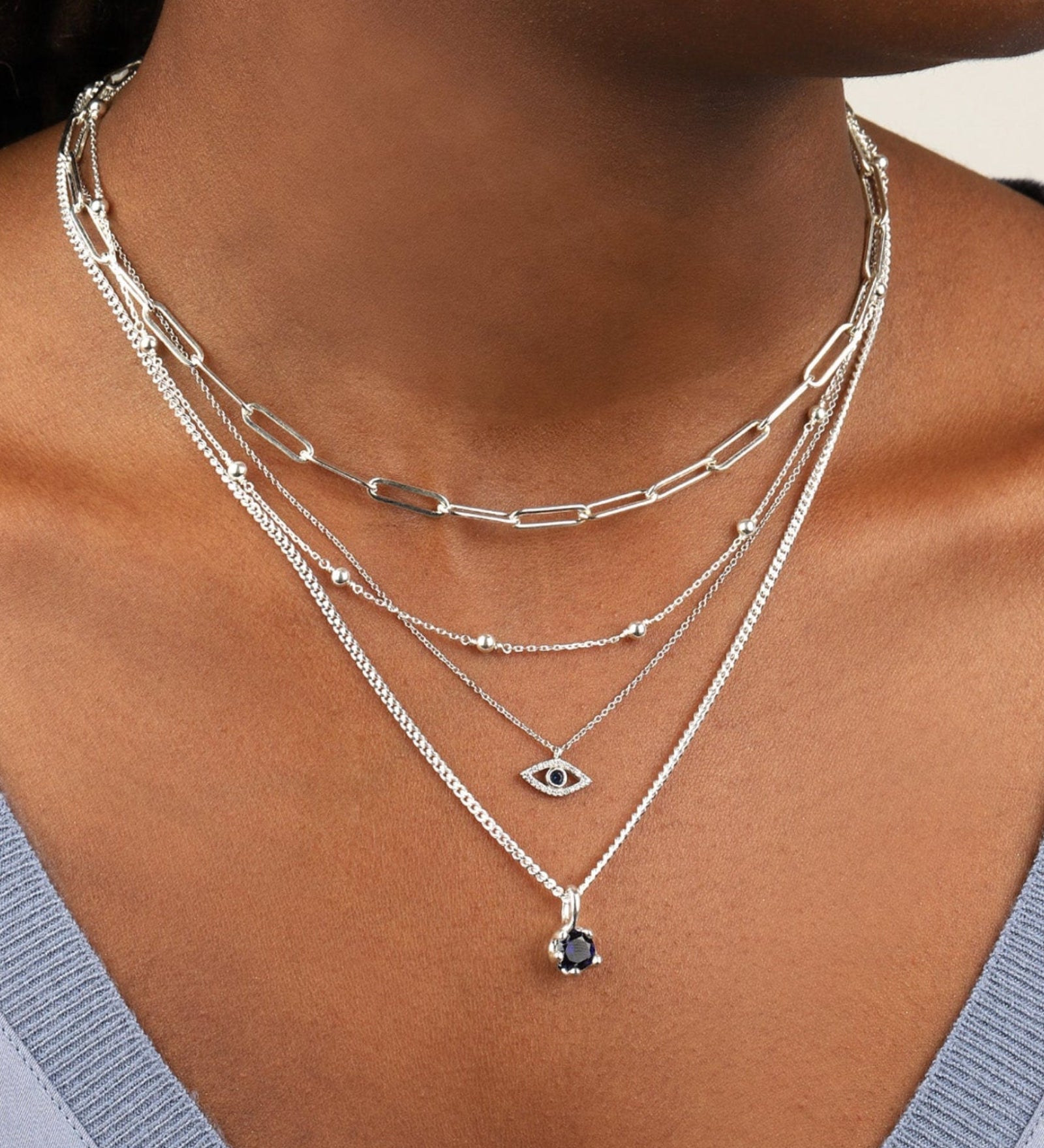 Quiet Icon-Evil Eye CZ Necklace-Necklaces-Blue Ruby Jewellery-Vancouver Canada