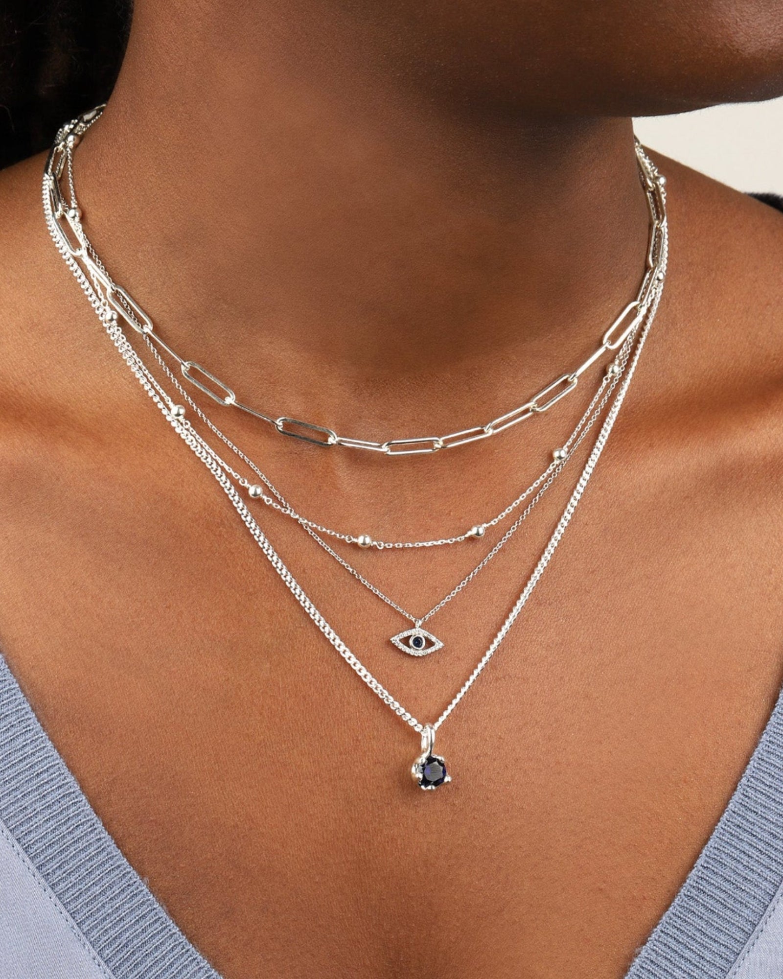 Quiet Icon-Evil Eye CZ Necklace-Necklaces-Blue Ruby Jewellery-Vancouver Canada