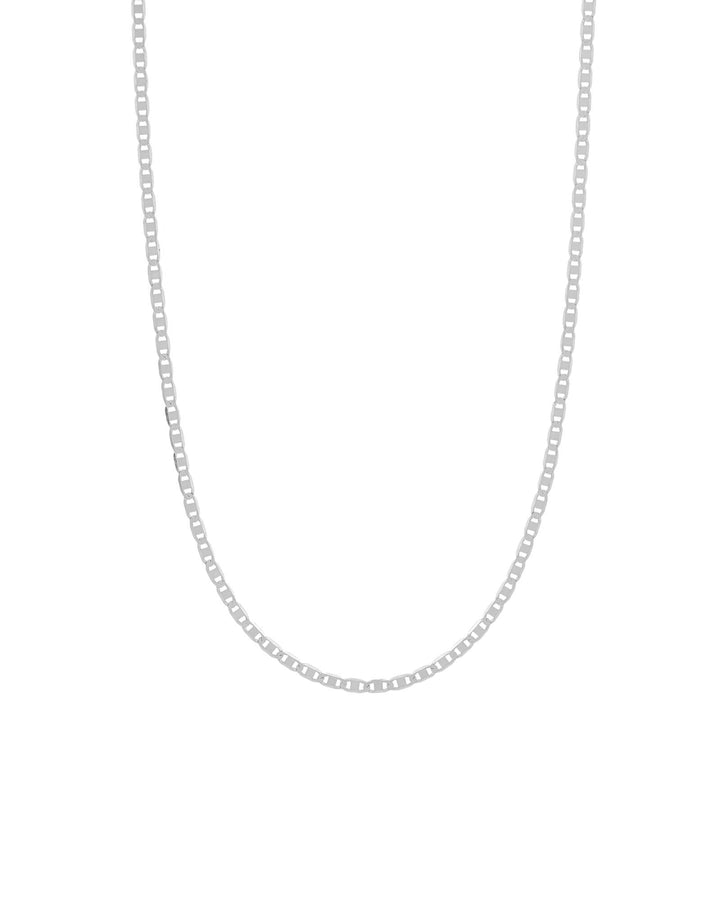 Quiet Icon-Flat Mariner Chain Necklace-Necklaces-Rhodium Plated Sterling Silver-Blue Ruby Jewellery-Vancouver Canada