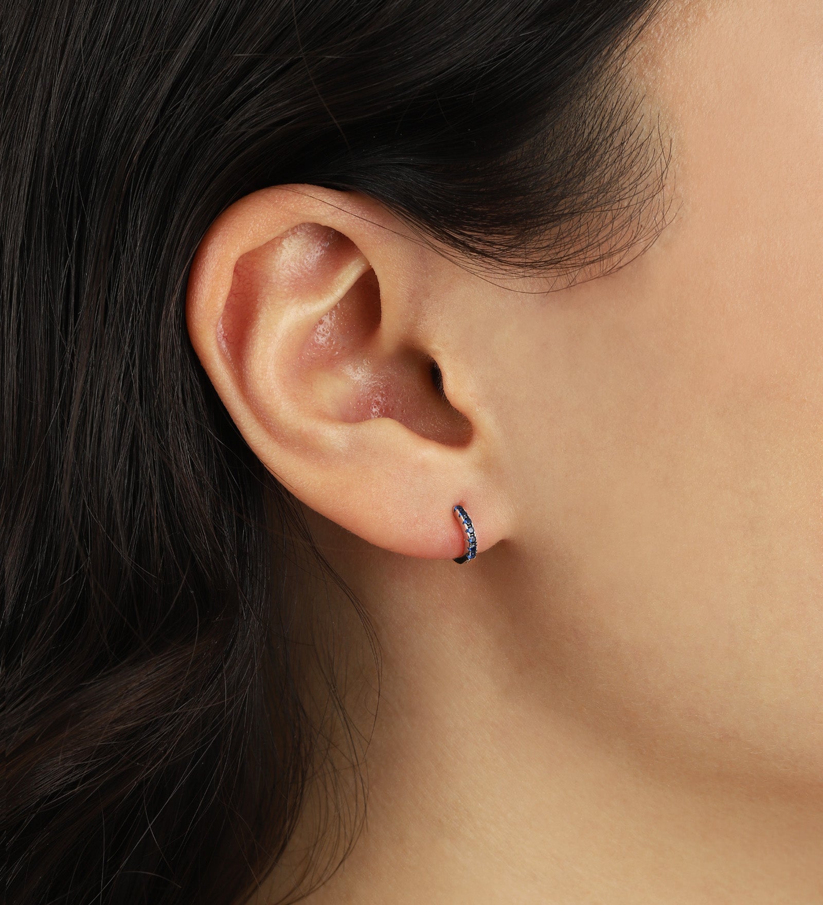 Quiet Icon-CZ Huggie I 8mm-Earrings-Blue Ruby Jewellery-Vancouver Canada