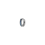 Quiet Icon-CZ Single Huggie I 8mm-Earrings-Rhodium Plated Sterling Silver, Sapphire Cubic Zirconia-Blue Ruby Jewellery-Vancouver Canada