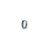 Quiet Icon-CZ Single Huggie I 8mm-Earrings-Rhodium Plated Sterling Silver, Sapphire Cubic Zirconia-Blue Ruby Jewellery-Vancouver Canada