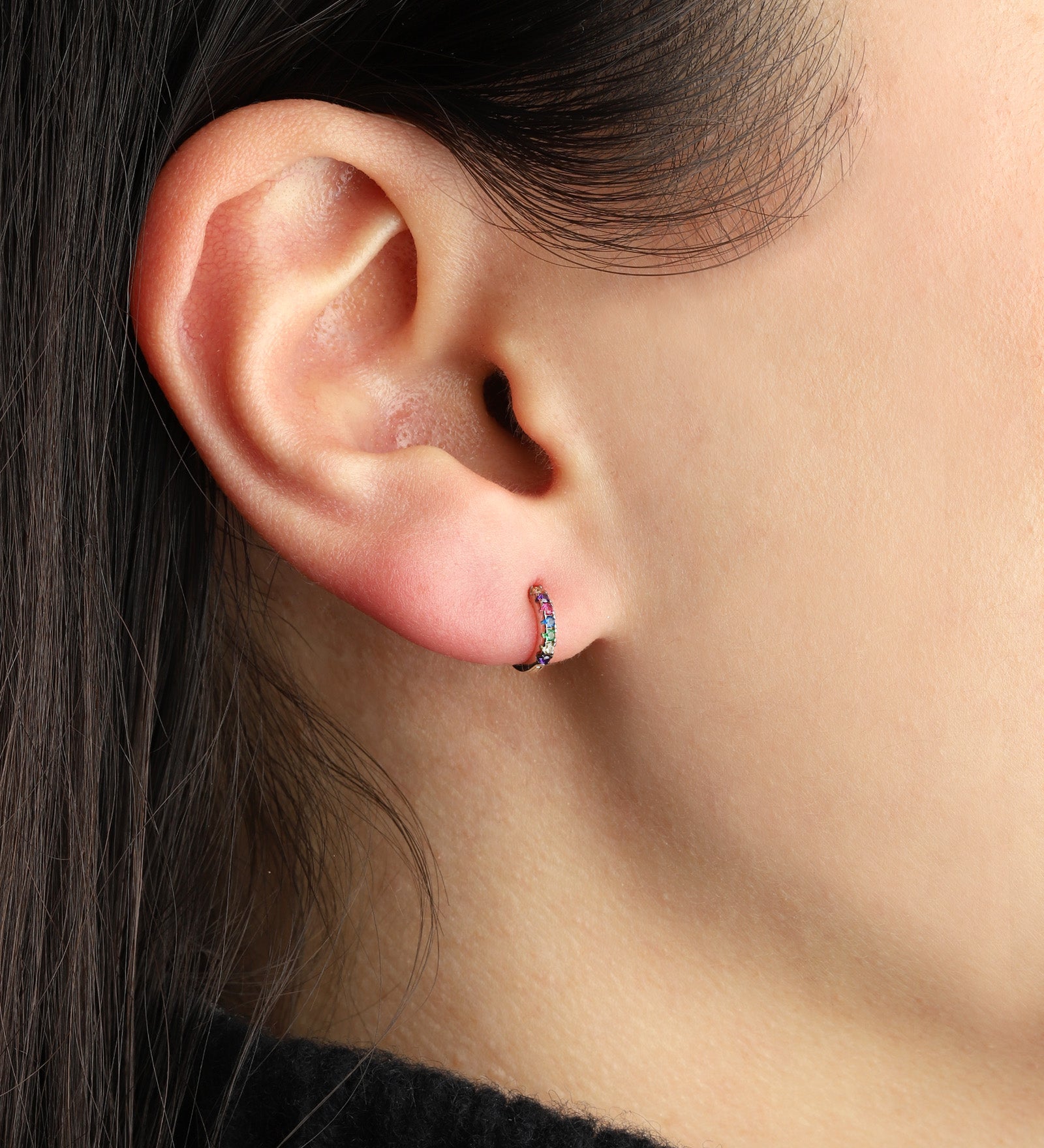 Quiet Icon-CZ Huggie I 8mm-Earrings-Blue Ruby Jewellery-Vancouver Canada