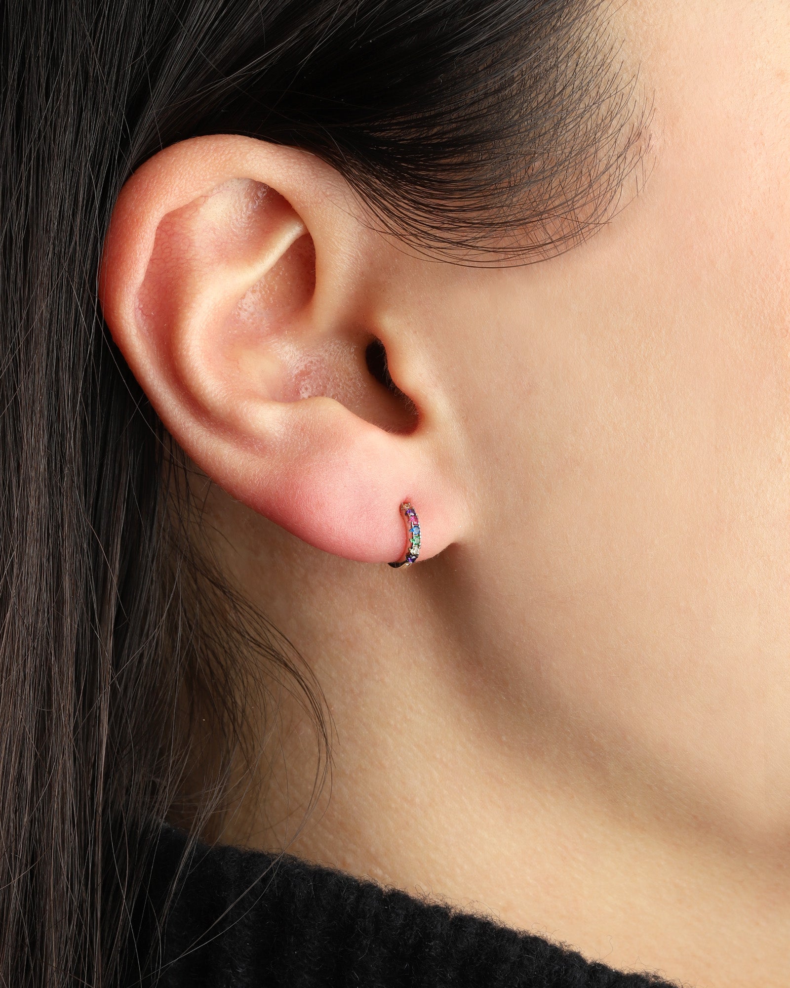 Quiet Icon-CZ Huggie I 8mm-Earrings-Blue Ruby Jewellery-Vancouver Canada