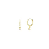 Quiet Icon-CZ Drop Huggies | 11mm-Earrings-14k Gold Vermeil, Cubic Zirconia-Blue Ruby Jewellery-Vancouver Canada