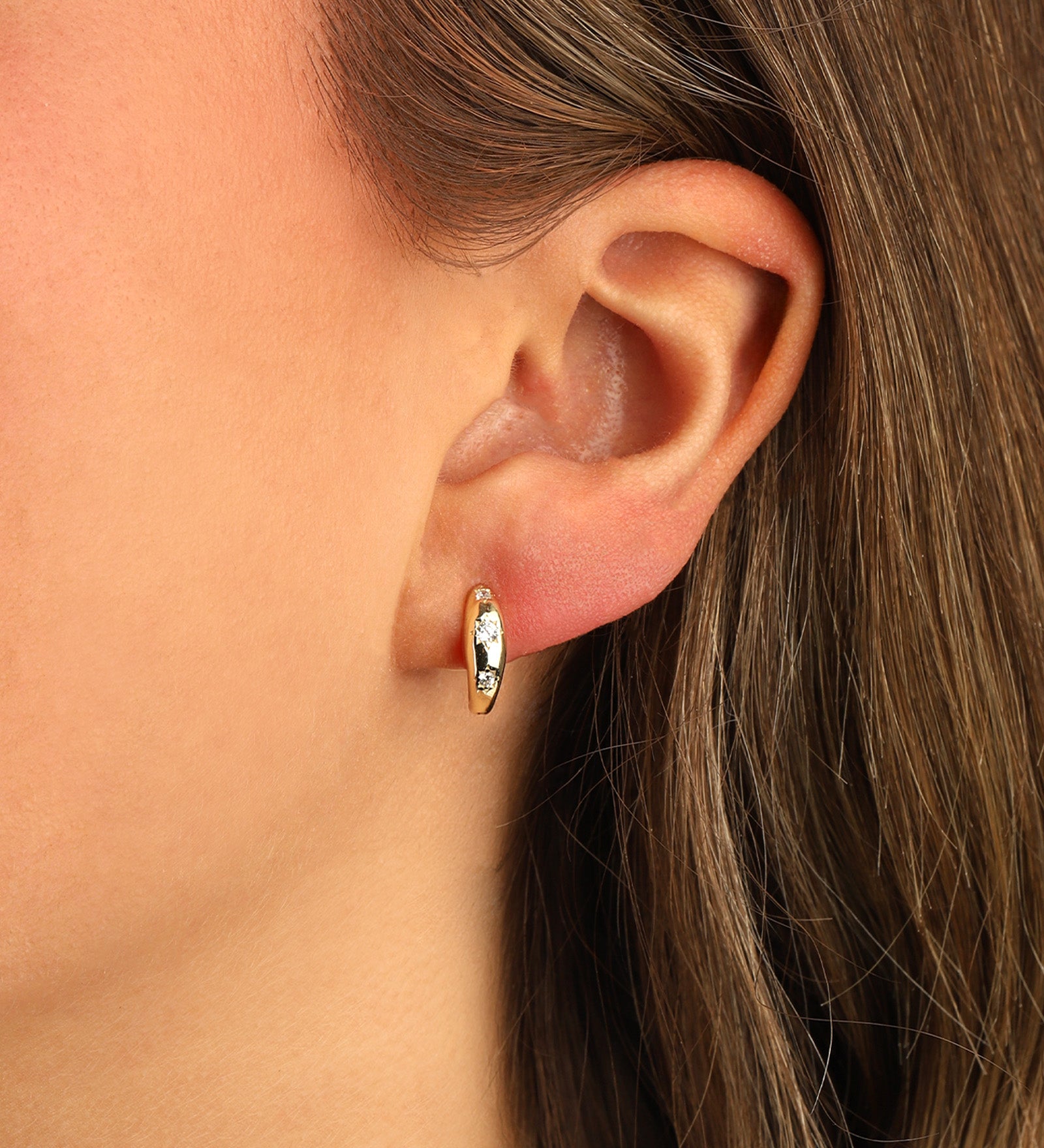 Quiet Icon-Celestial CZ Dome Huggies I 12mm-Earrings-Blue Ruby Jewellery-Vancouver Canada