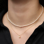 Quiet Icon-Pearl + 1 CZ Drop Necklace-Necklaces-Blue Ruby Jewellery-Vancouver Canada
