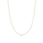 Quiet Icon-Pearl + 1 CZ Drop Necklace-Necklaces-14k Gold Vermeil, White Pearl, Cubic Zirconia-Blue Ruby Jewellery-Vancouver Canada