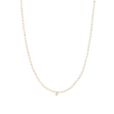 Quiet Icon-Pearl + 1 CZ Drop Necklace-Necklaces-14k Gold Vermeil, White Pearl, Cubic Zirconia-Blue Ruby Jewellery-Vancouver Canada