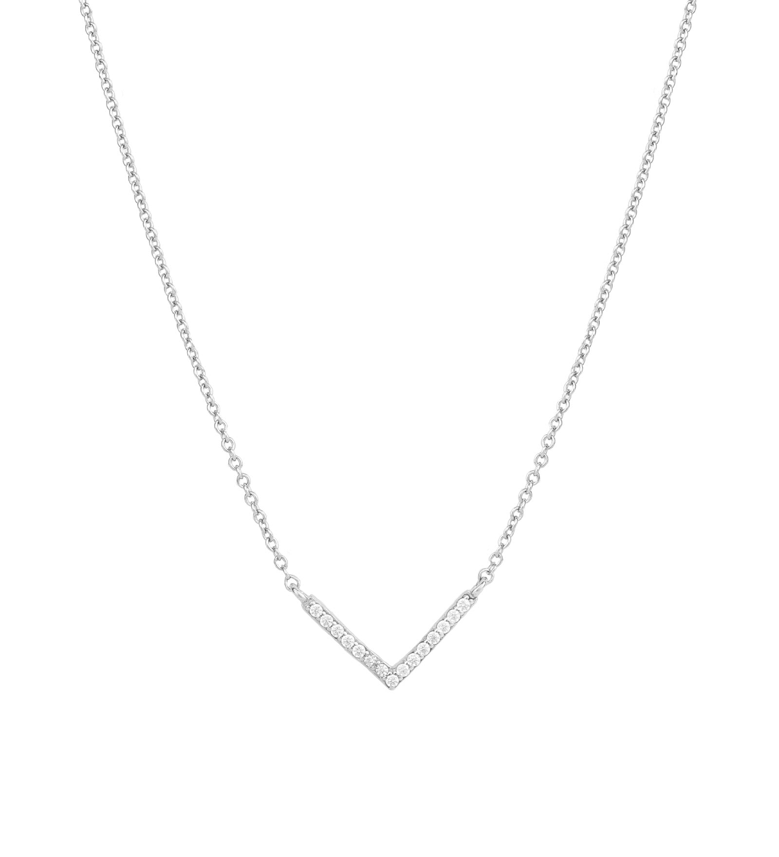 Quiet Icon-Chevron CZ Necklace-Necklaces-Rhodium Plated Sterling Silver, Cubic Zirconia-Blue Ruby Jewellery-Vancouver Canada