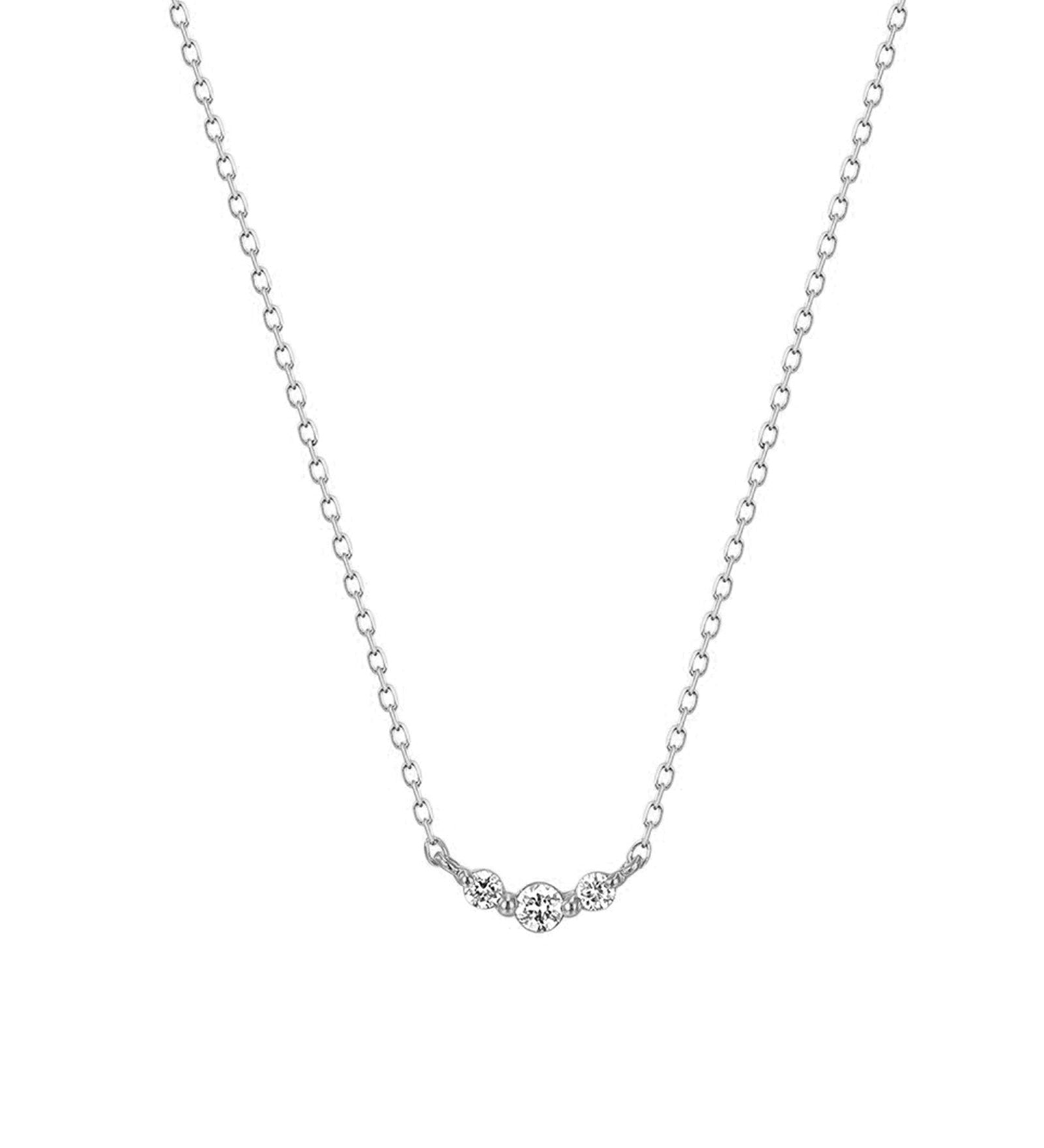 Quiet Icon-Graduated CZ Necklace-Necklaces-Rhodium Plated Sterling Silver, Cubic Zirconia-Blue Ruby Jewellery-Vancouver Canada