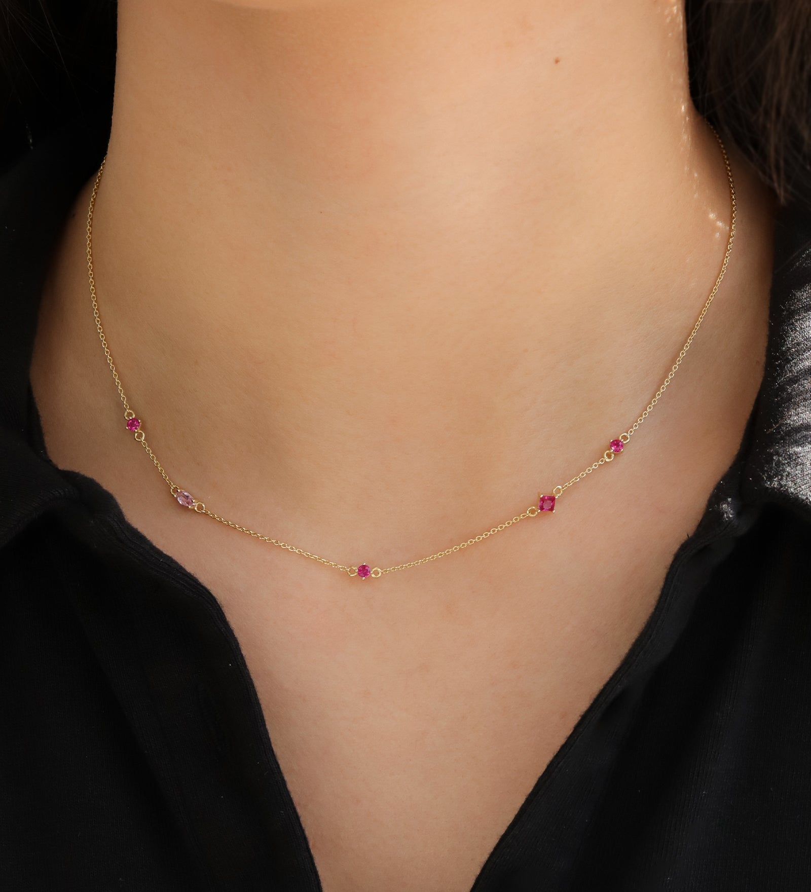 Quiet Icon-Mixed CZ Station Necklace-Necklaces-Blue Ruby Jewellery-Vancouver Canada