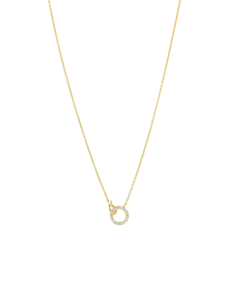 Pave Double Ring Necklace 14k Gold Vermeil, Cubic Zirconia