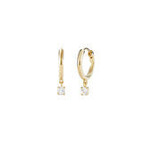 Quiet Icon-CZ Drop Huggies-Earrings-14k Gold Vermeil, Cubic Zirconia-Blue Ruby Jewellery-Vancouver Canada