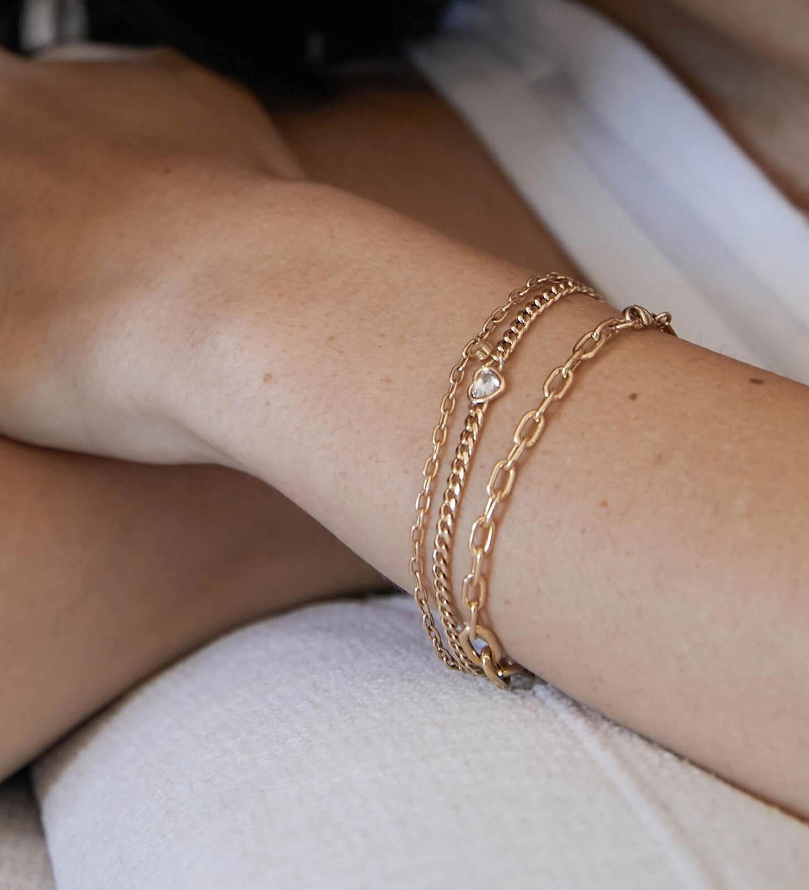 CZ Heart Curb Chain Bracelet 14k Gold Vermeil, Cubic Zirconia