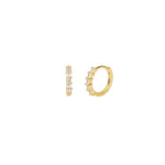 Quiet Icon-Baguette CZ Huggies | 12mm-Earrings-14k Gold Plated, Cubic Zirconia-Blue Ruby Jewellery-Vancouver Canada
