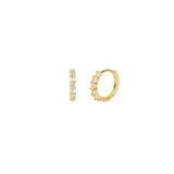 Quiet Icon-Baguette CZ Huggies | 12mm-Earrings-14k Gold Plated, Cubic Zirconia-Blue Ruby Jewellery-Vancouver Canada