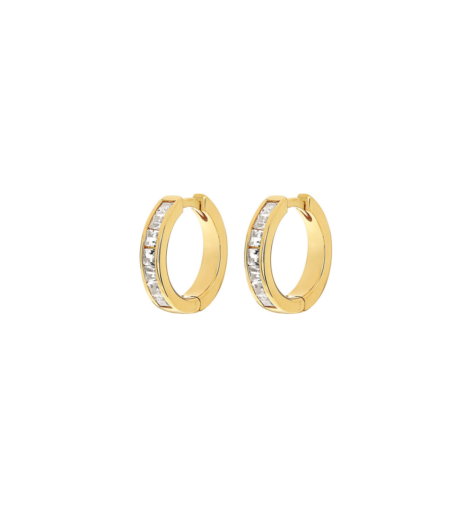 Quiet Icon-Channel CZ Huggies-Earrings-14k Gold Vermeil, Cubic Zirconia-Blue Ruby Jewellery-Vancouver Canada