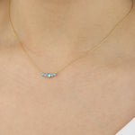 Quiet Icon-Five Graduated CZ Necklace-Necklaces-14k Gold Vermeil, Blue Cubic Zirconia-Blue Ruby Jewellery-Vancouver Canada