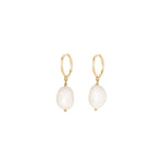 Quiet Icon-Pearl Drop Huggies | 11mm-Earrings-Blue Ruby Jewellery-Vancouver Canada