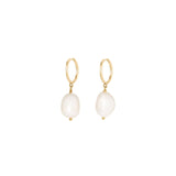 Quiet Icon-Pearl Drop Huggies | 11mm-Earrings-Blue Ruby Jewellery-Vancouver Canada