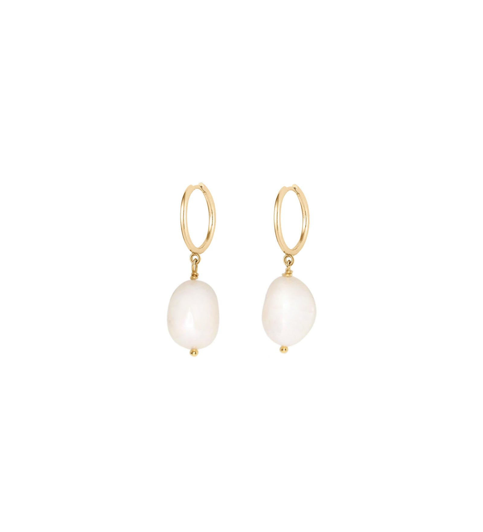 Quiet Icon-Pearl Drop Huggies | 11mm-Earrings-Blue Ruby Jewellery-Vancouver Canada