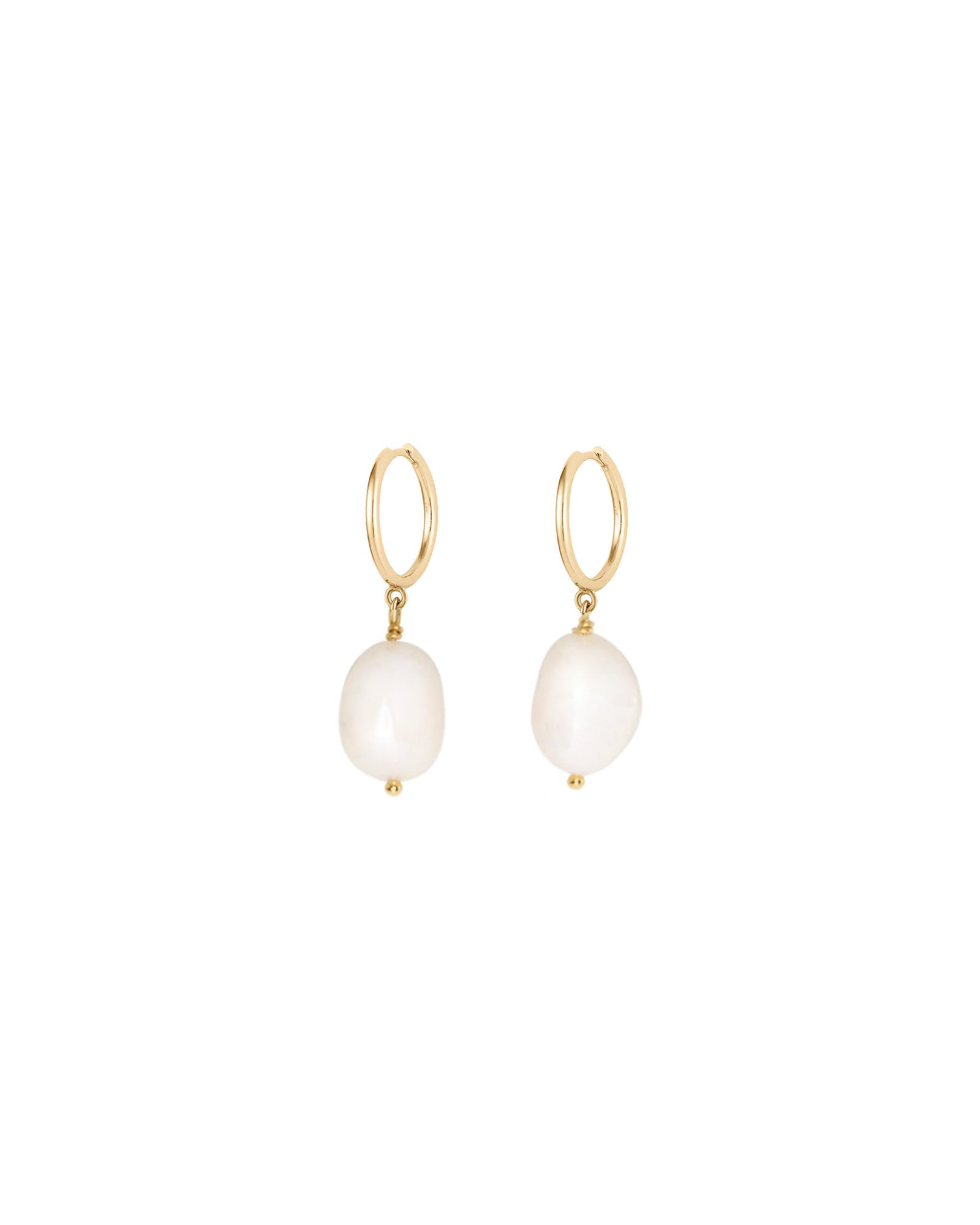 Quiet Icon-Pearl Drop Huggies | 11mm-Earrings-Blue Ruby Jewellery-Vancouver Canada