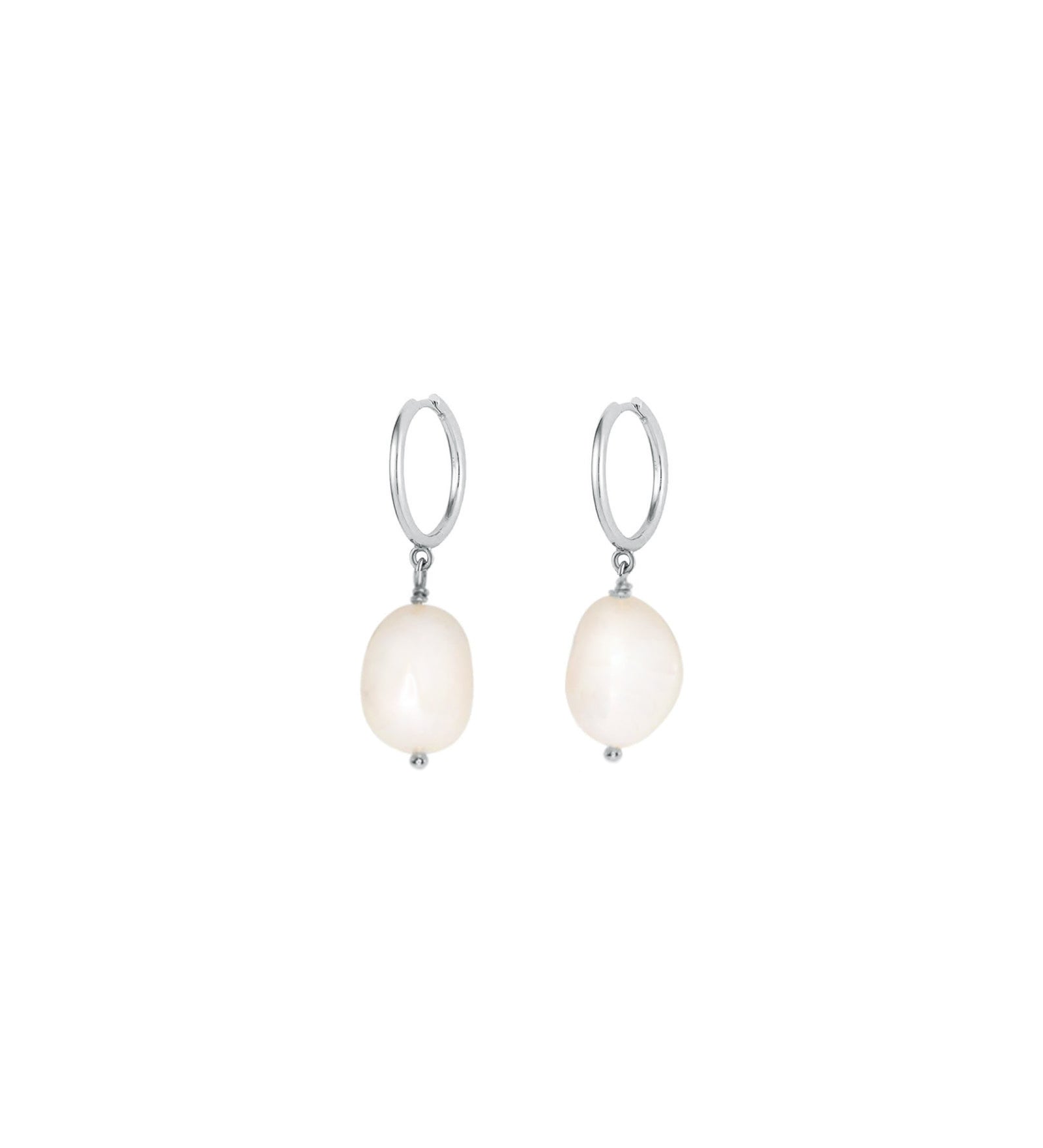 Quiet Icon-Pearl Drop Huggies | 11mm-Earrings-Blue Ruby Jewellery-Vancouver Canada