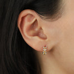 Quiet Icon-Leaf CZ Huggies-Earrings-Blue Ruby Jewellery-Vancouver Canada