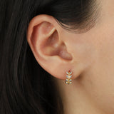 Quiet Icon-Leaf CZ Huggies-Earrings-Blue Ruby Jewellery-Vancouver Canada