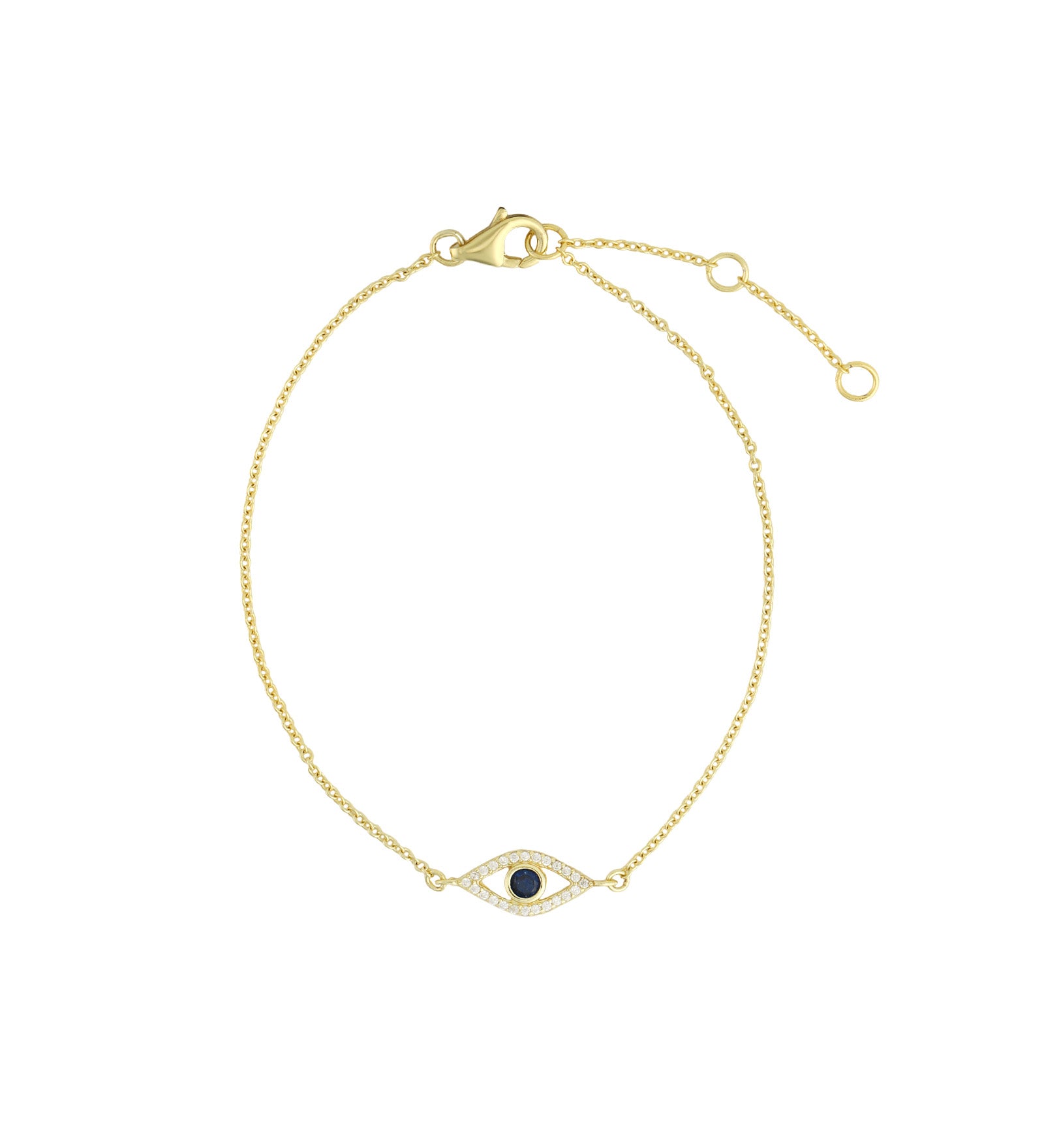 Quiet Icon-Evil Eye Open CZ Bracelet-Bracelets-14k Gold Vermeil, Cubic Zirconia-Blue Ruby Jewellery-Vancouver Canada