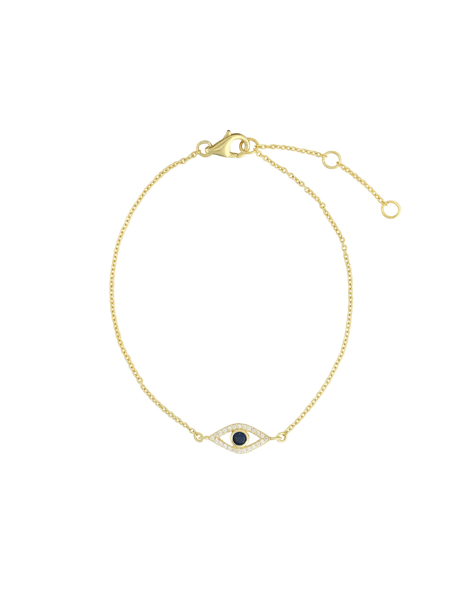 Quiet Icon-Evil Eye Open CZ Bracelet-Bracelets-14k Gold Vermeil, Cubic Zirconia-Blue Ruby Jewellery-Vancouver Canada