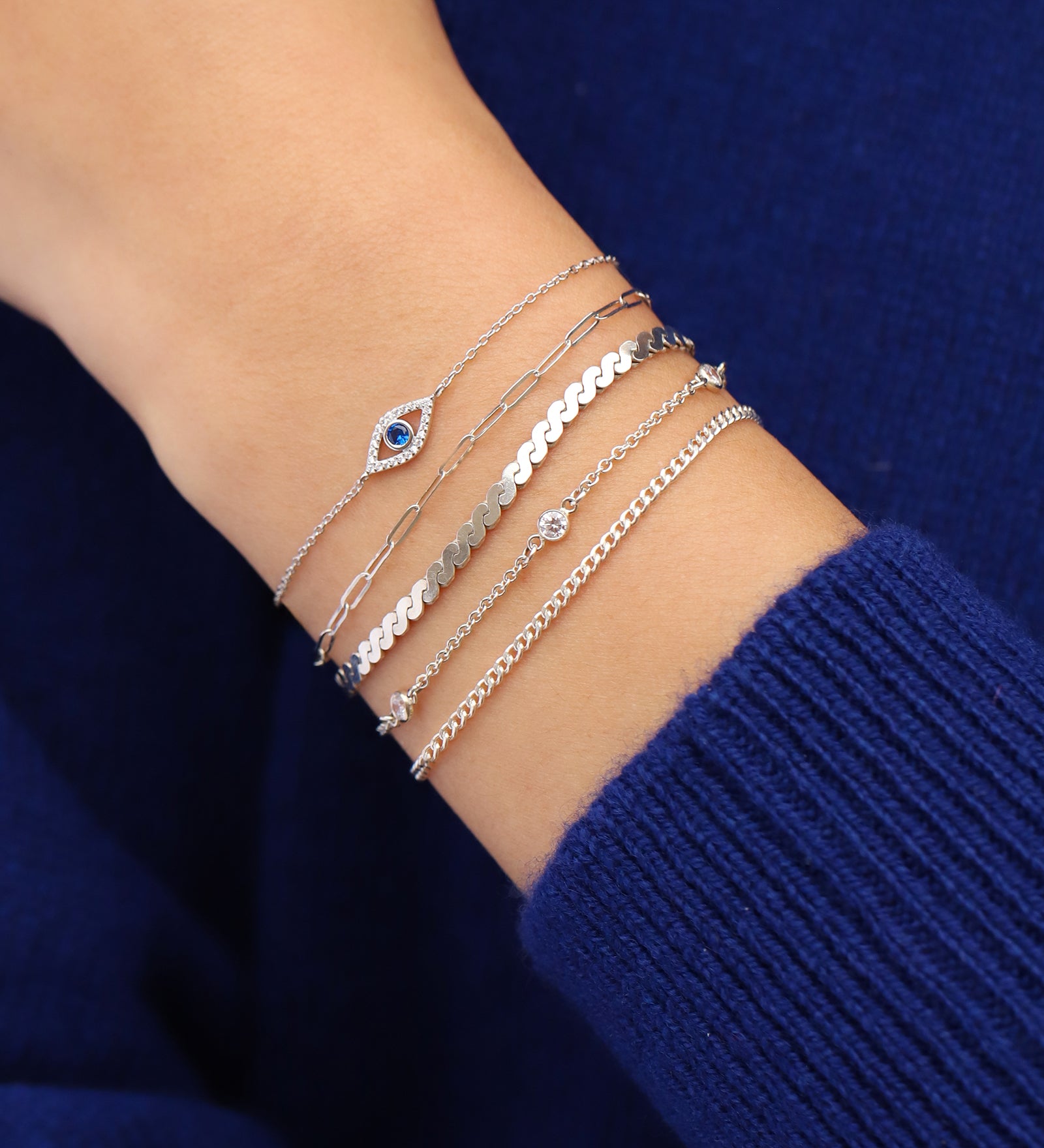 Quiet Icon-Evil Eye Open CZ Bracelet-Bracelets-Blue Ruby Jewellery-Vancouver Canada