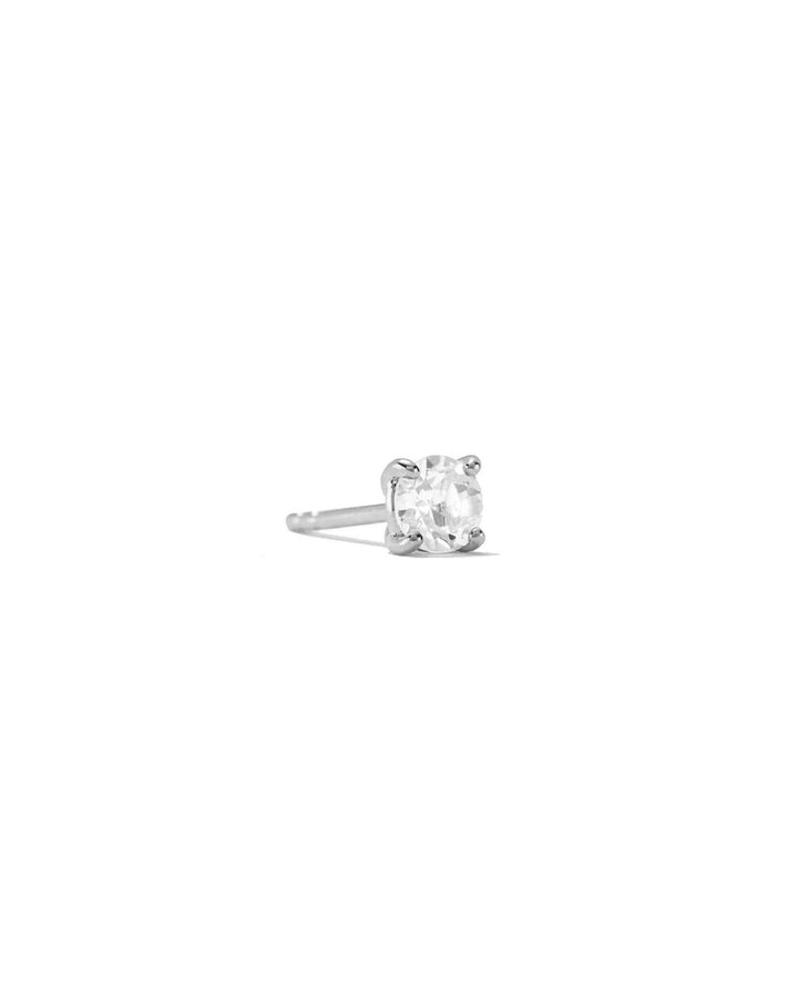 Quiet Icon-4 Prong CZ Stud | 5mm-Earrings-Rhodium Plated Sterling Silver, Cubic Zirconia-Blue Ruby Jewellery-Vancouver Canada