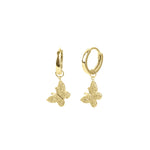 Quiet Icon-CZ Butterfly Drop Huggies | 13mm-Earrings-14k Gold Vermeil, Cubic Zirconia-Blue Ruby Jewellery-Vancouver Canada