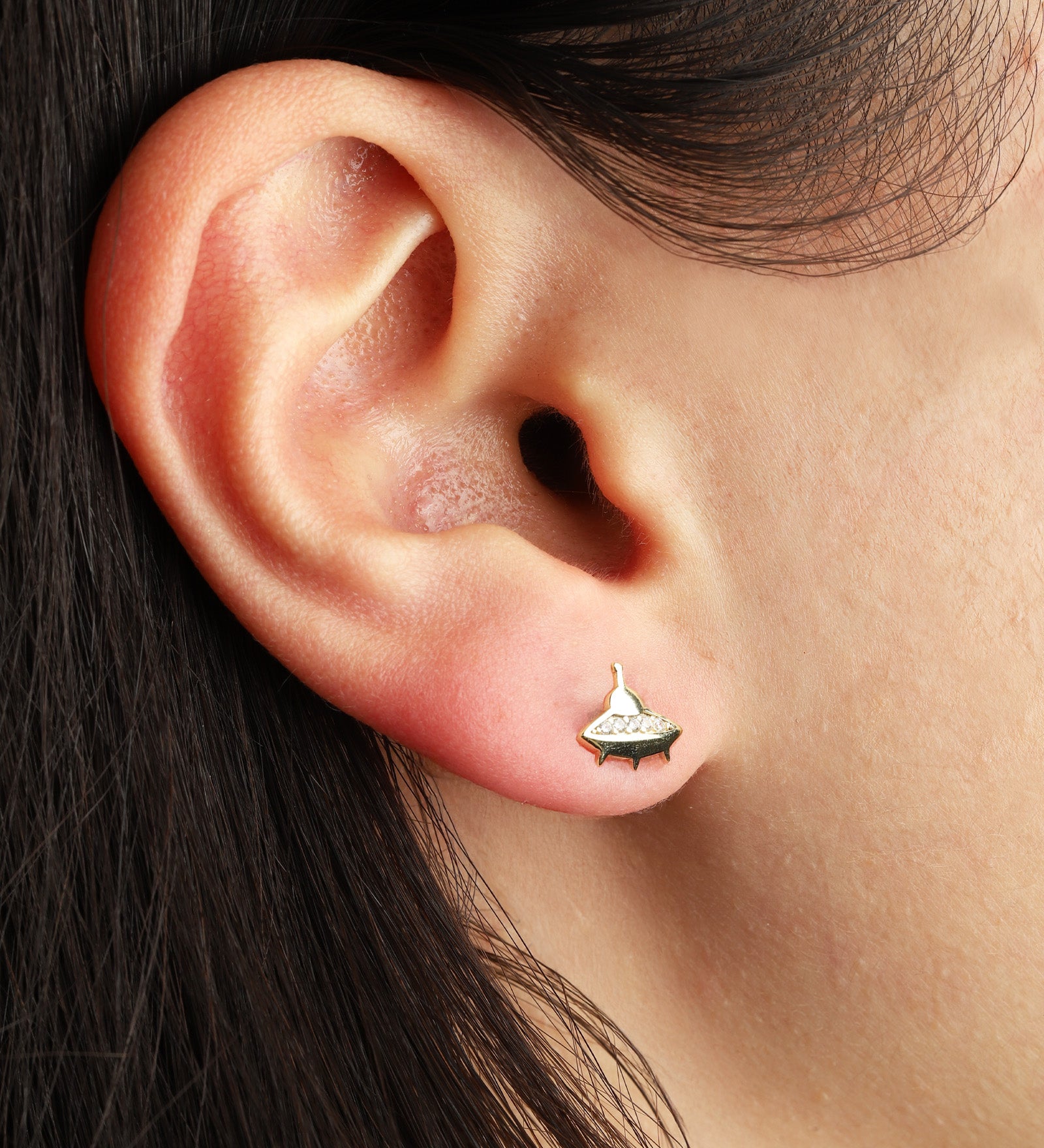 Quiet Icon-UFO CZ Studs-Earrings-Blue Ruby Jewellery-Vancouver Canada