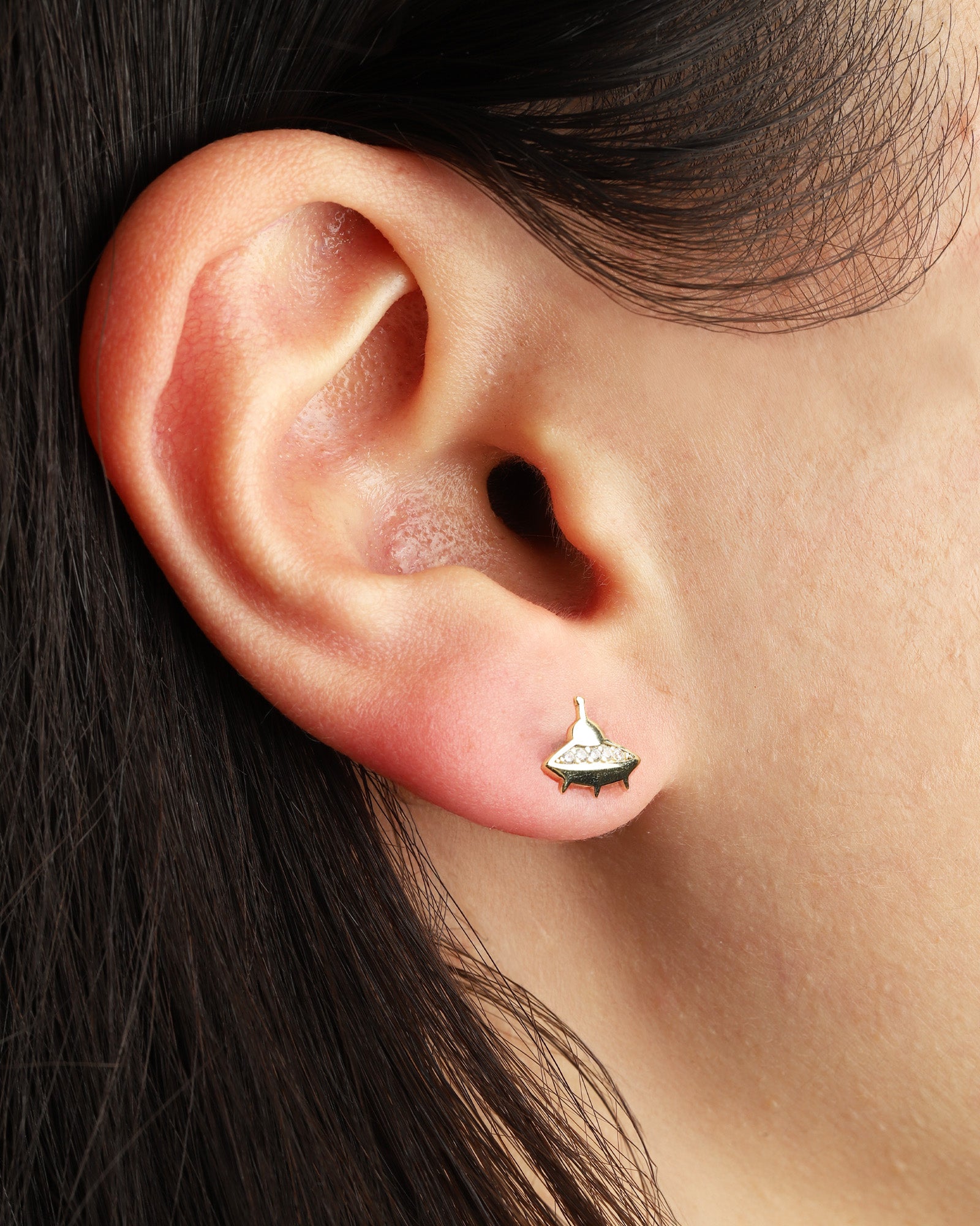 Quiet Icon-UFO CZ Studs-Earrings-Blue Ruby Jewellery-Vancouver Canada