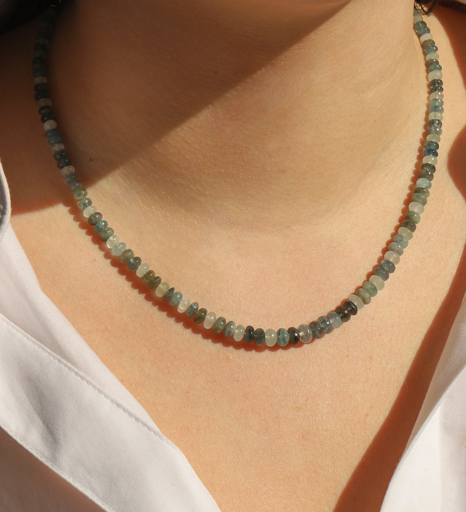 Gem Jar-Shaded Aquamarine Beaded Necklace-Necklaces-Blue Ruby Jewellery-Vancouver Canada