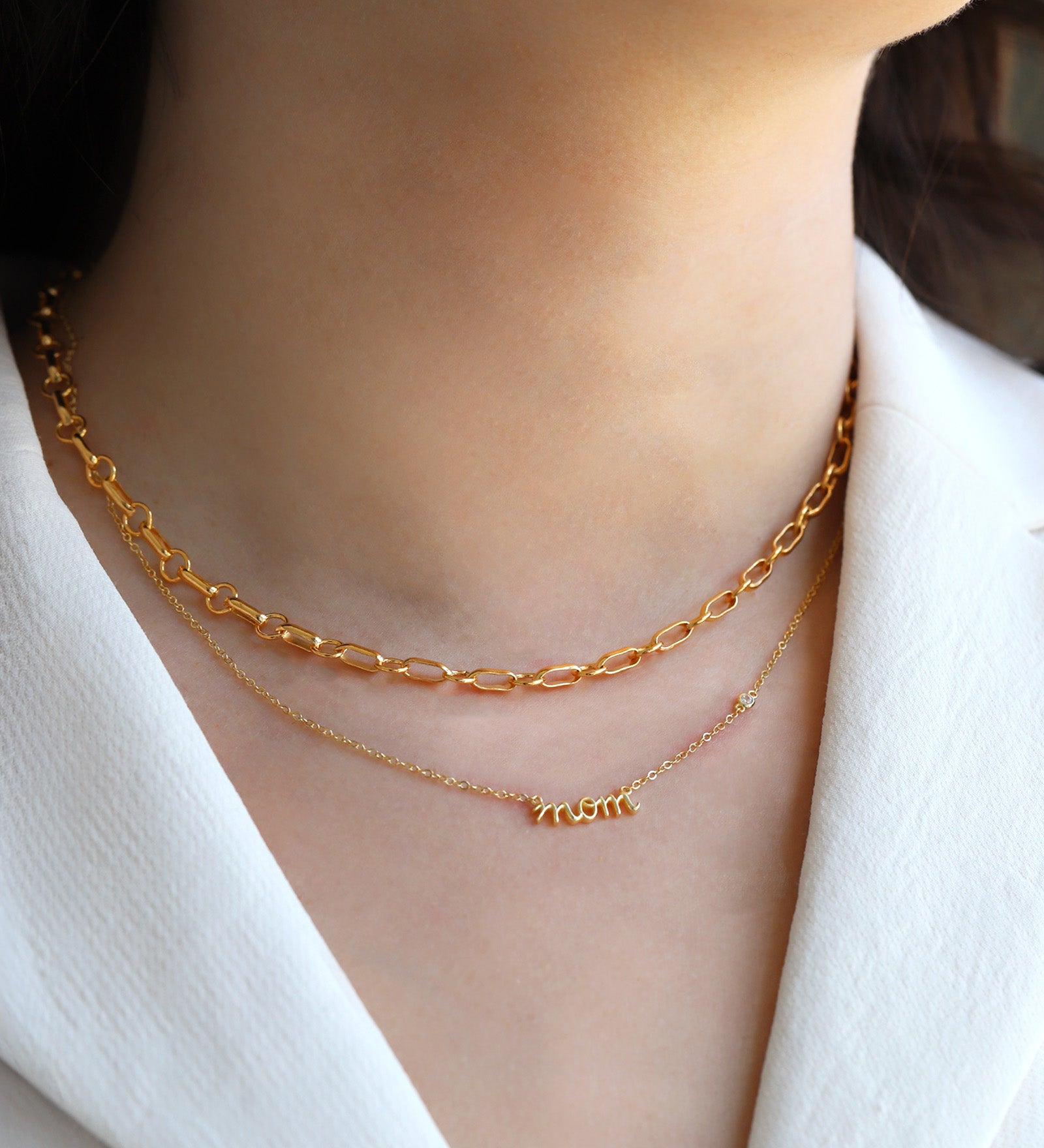 Quiet Icon-Mom Cursive CZ Necklace-Necklaces-Blue Ruby Jewellery-Vancouver Canada