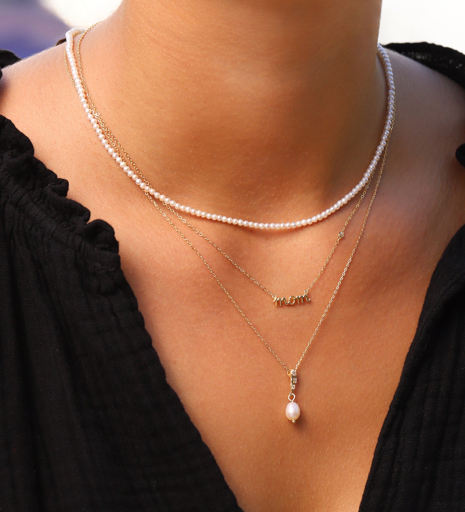 Quiet Icon-Mom Cursive CZ Necklace-Necklaces-Blue Ruby Jewellery-Vancouver Canada