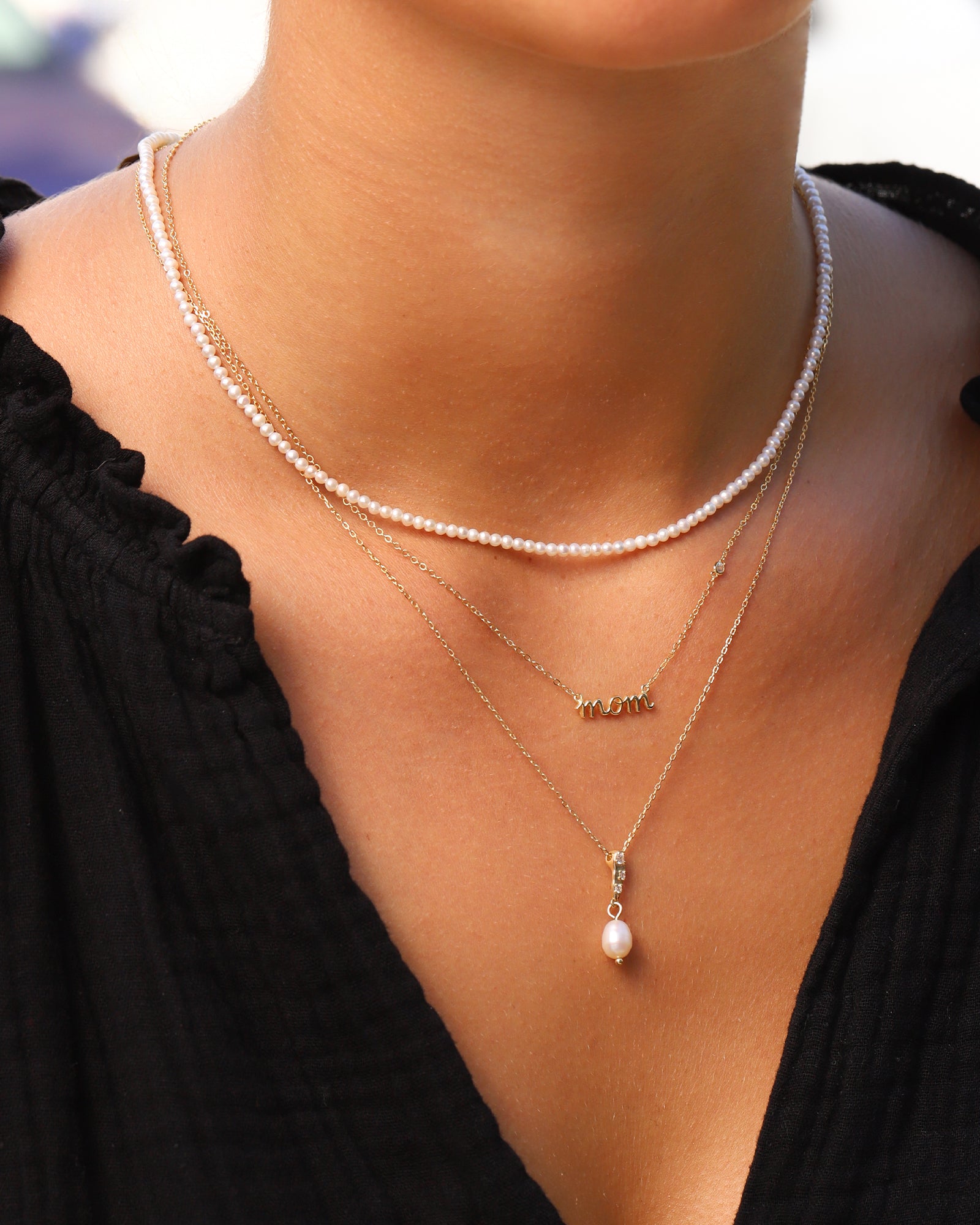 Quiet Icon-Mom Cursive CZ Necklace-Necklaces-Blue Ruby Jewellery-Vancouver Canada