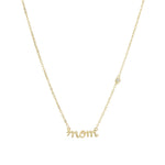 Quiet Icon-Mom Cursive CZ Necklace-Necklaces-14k Gold Vermeil, Cubic Zirconia-Blue Ruby Jewellery-Vancouver Canada