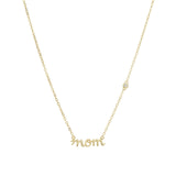 Quiet Icon-Mom Cursive CZ Necklace-Necklaces-14k Gold Vermeil, Cubic Zirconia-Blue Ruby Jewellery-Vancouver Canada