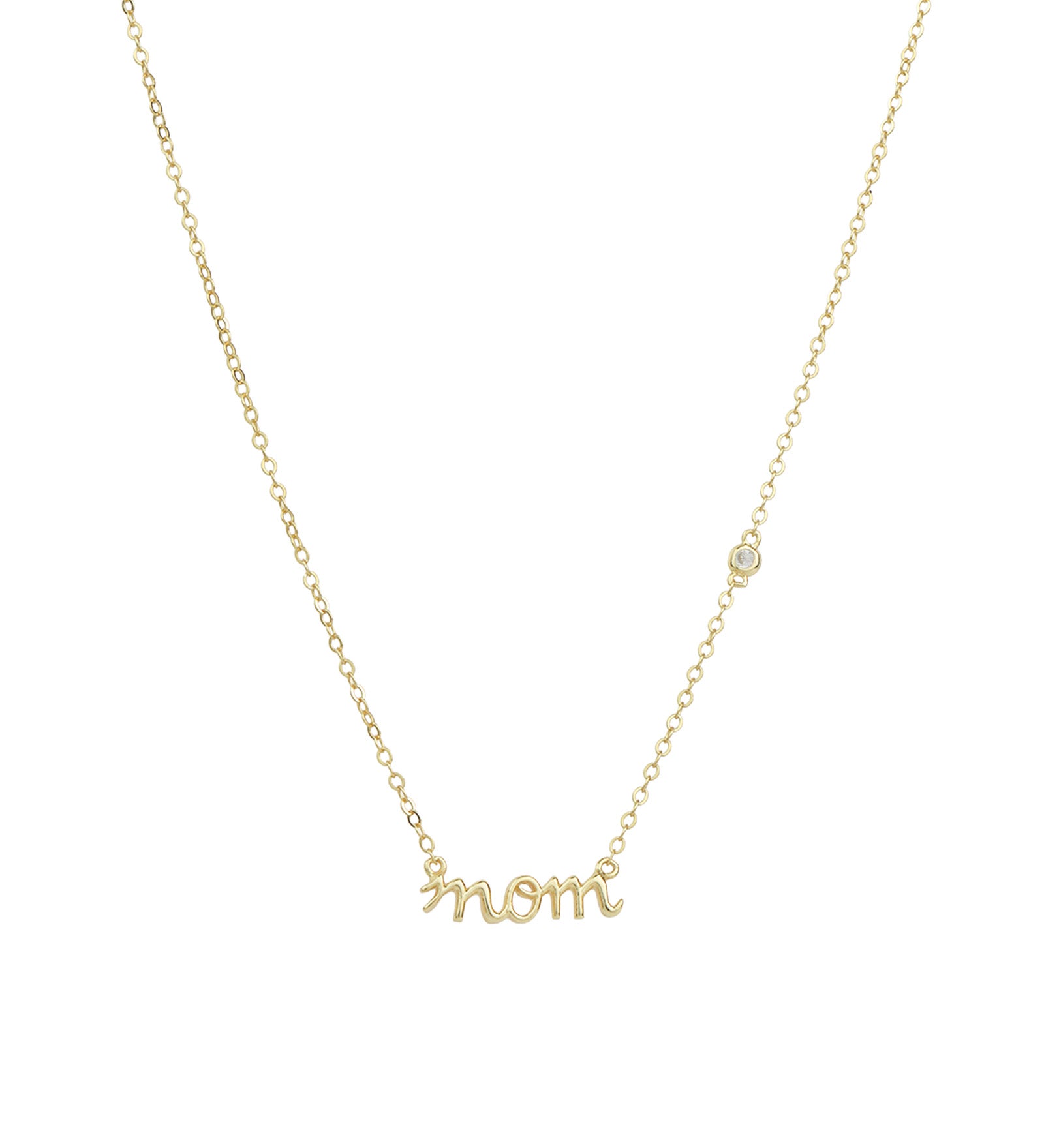 Quiet Icon-Mom Cursive CZ Necklace-Necklaces-14k Gold Vermeil, Cubic Zirconia-Blue Ruby Jewellery-Vancouver Canada