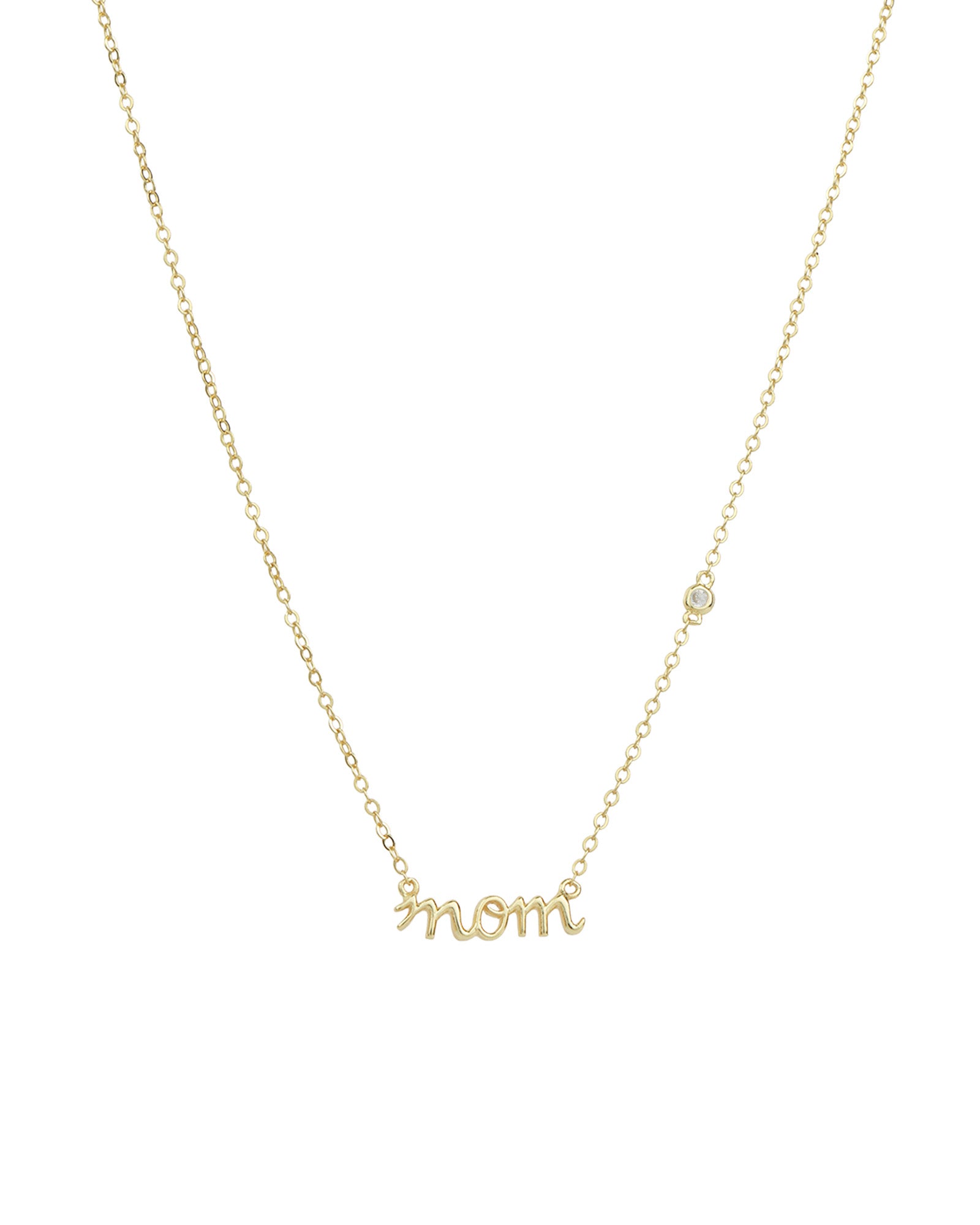 Quiet Icon-Mom Cursive CZ Necklace-Necklaces-14k Gold Vermeil, Cubic Zirconia-Blue Ruby Jewellery-Vancouver Canada